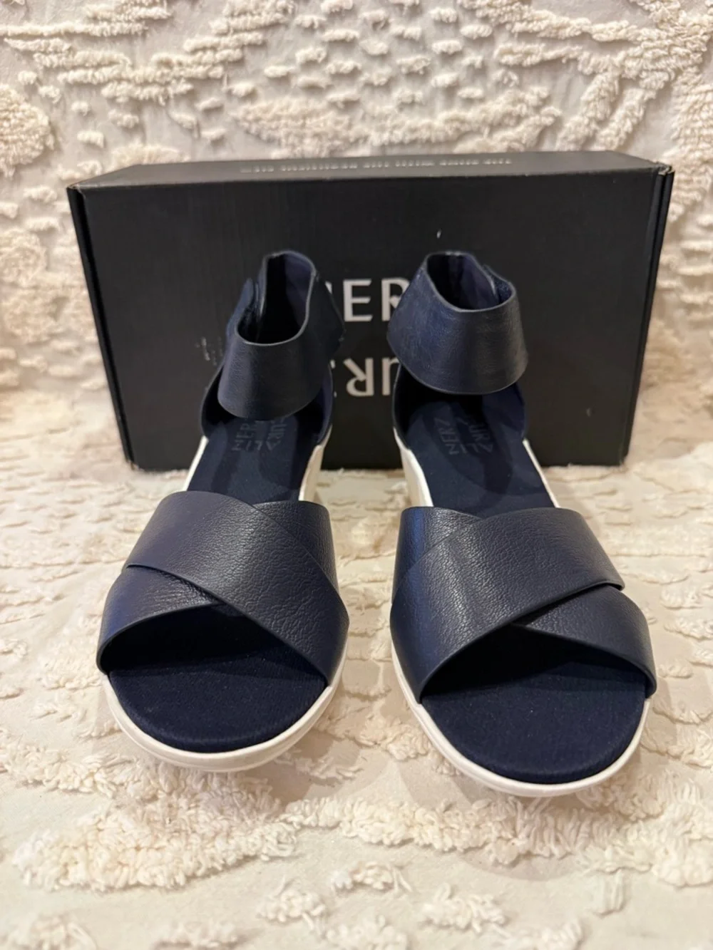Naturalizer Navy Crisscross Ankle-Strap Wedge Sandals#633
